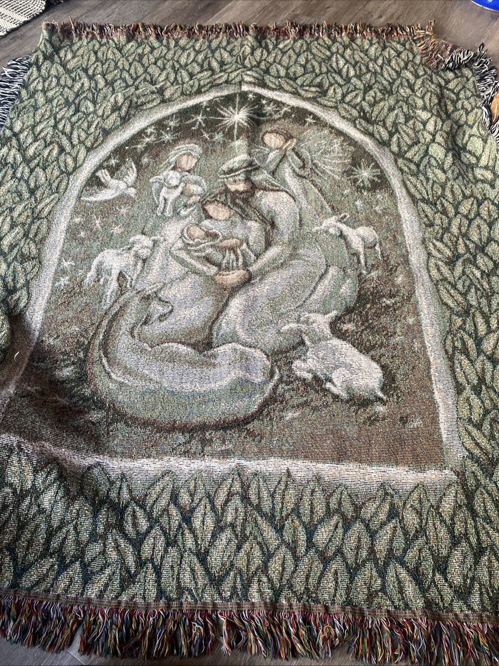 Willow Tree Nativity Tapestry Throw Blanket designed by Susan Lordi